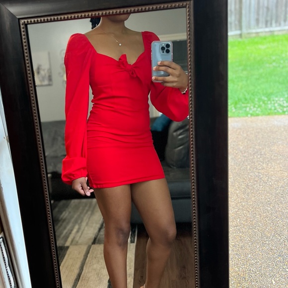 Fashion Nova Red Sweet Sayings Long Sleeved Mini Dress, Size M, Also Fits S, NWT - Picture 2 of 6
